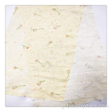 Ελεφαντοστό Soft Touch Shaoxing Factory Nylon Stretch Lace Print for Children&#39;s Wear